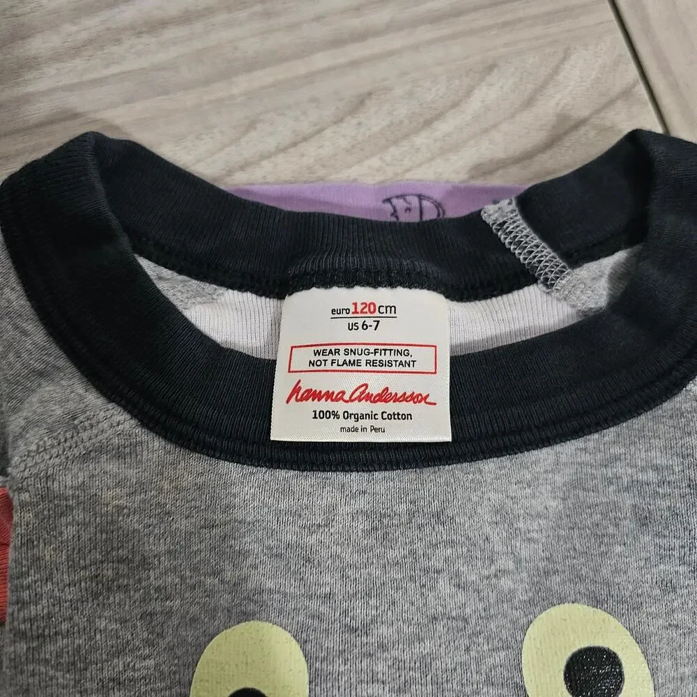 Hanna Andersson Pajama Set Gray Purple Mouse Face Ears Long Sleeve Halloween